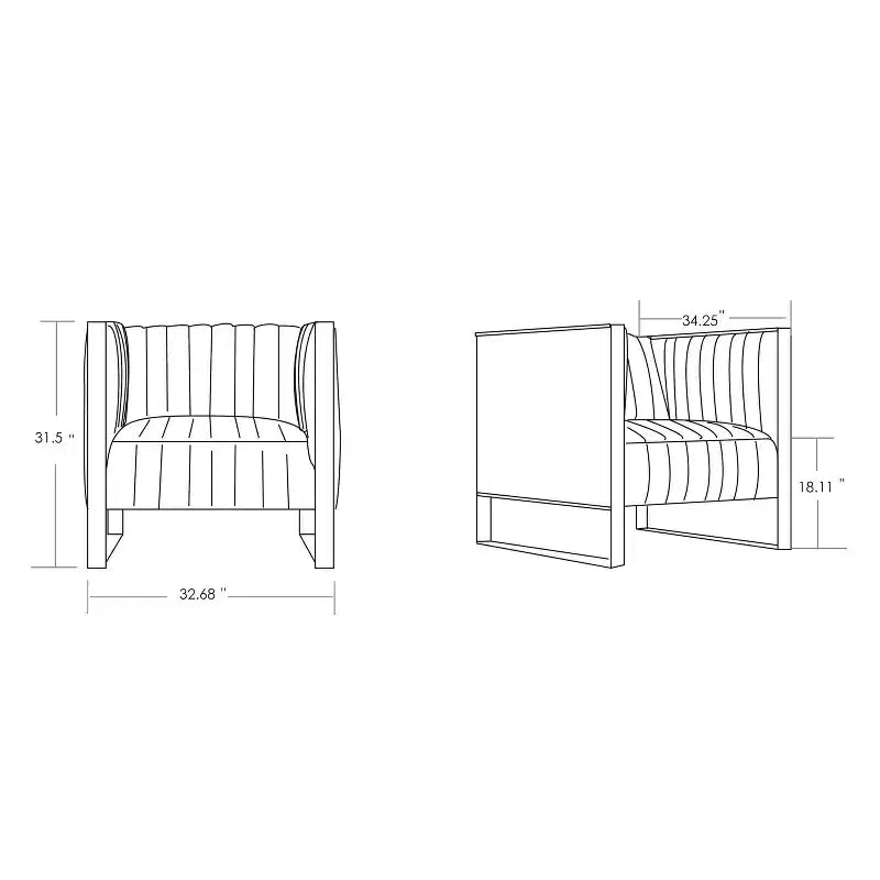 Lot de 2 fauteuils d'appoint en velours Trillium noir – Manhattan Comfort : Finition dorée, aucun assemblage requis