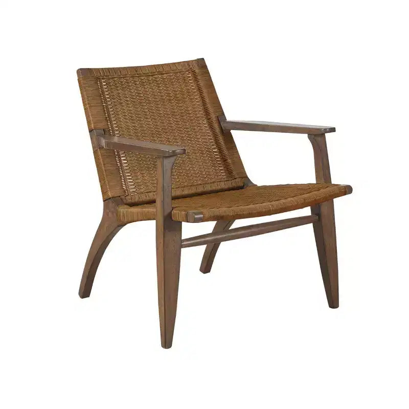 Daire Accent Chair Natural: Rattan Back, Mahogany Frame, Microfiber Seat - Madison Park