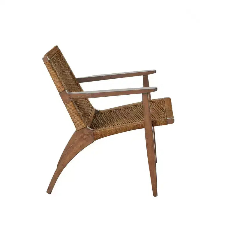 Daire Accent Chair Natural: Rattan Back, Mahogany Frame, Microfiber Seat - Madison Park