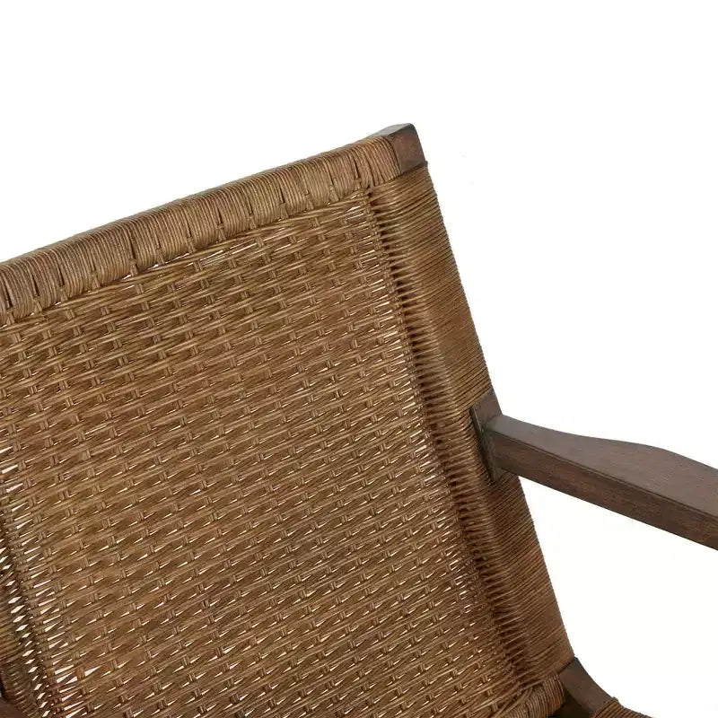 Daire Accent Chair Natural: Rattan Back, Mahogany Frame, Microfiber Seat - Madison Park
