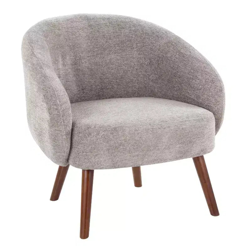 LumiSource Ashland Lounge Fabric Accent Chair Walnut Wood/Gray