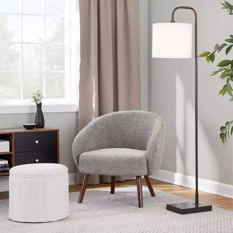Chaise d'appoint en tissu LumiSource Ashland Lounge Noyer/Gris