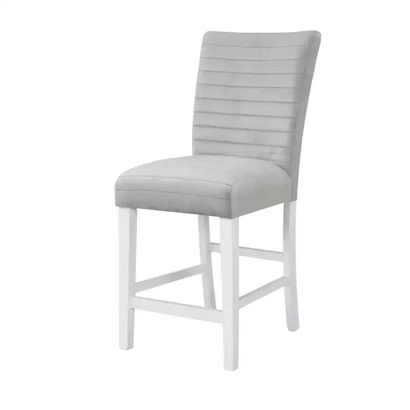 Acme Furniture 19" Elizaveta Accent Chair: Gray Velvet, White High Gloss, Faux Diamond Inlay
