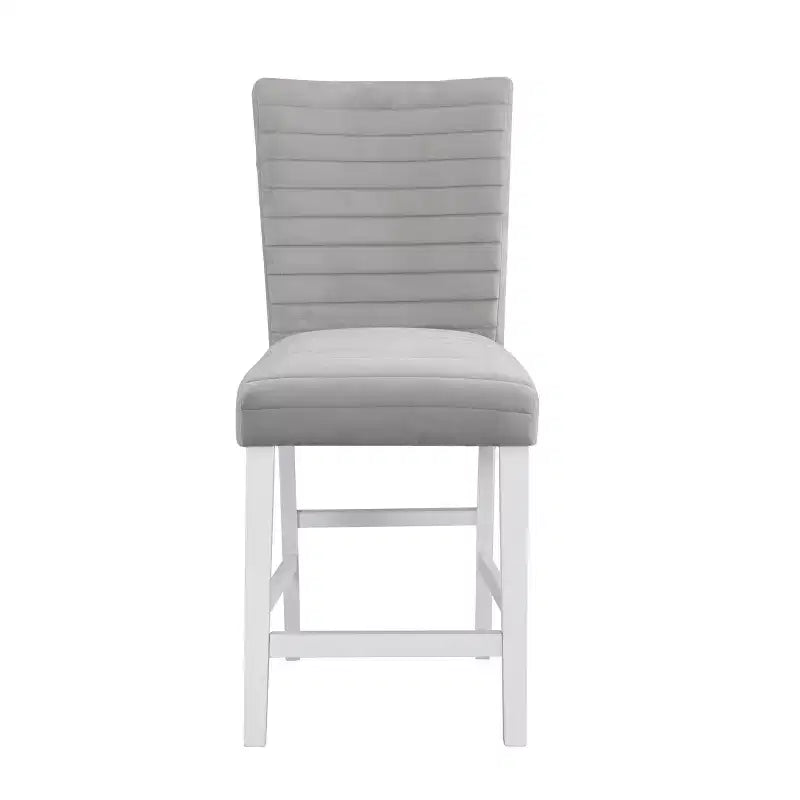 Acme Furniture 19" Elizaveta Accent Chair: Gray Velvet, White High Gloss, Faux Diamond Inlay