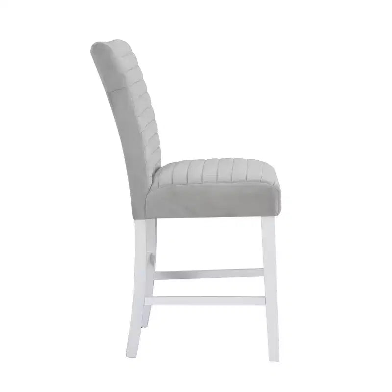 Acme Furniture 19" Elizaveta Accent Chair: Gray Velvet, White High Gloss, Faux Diamond Inlay