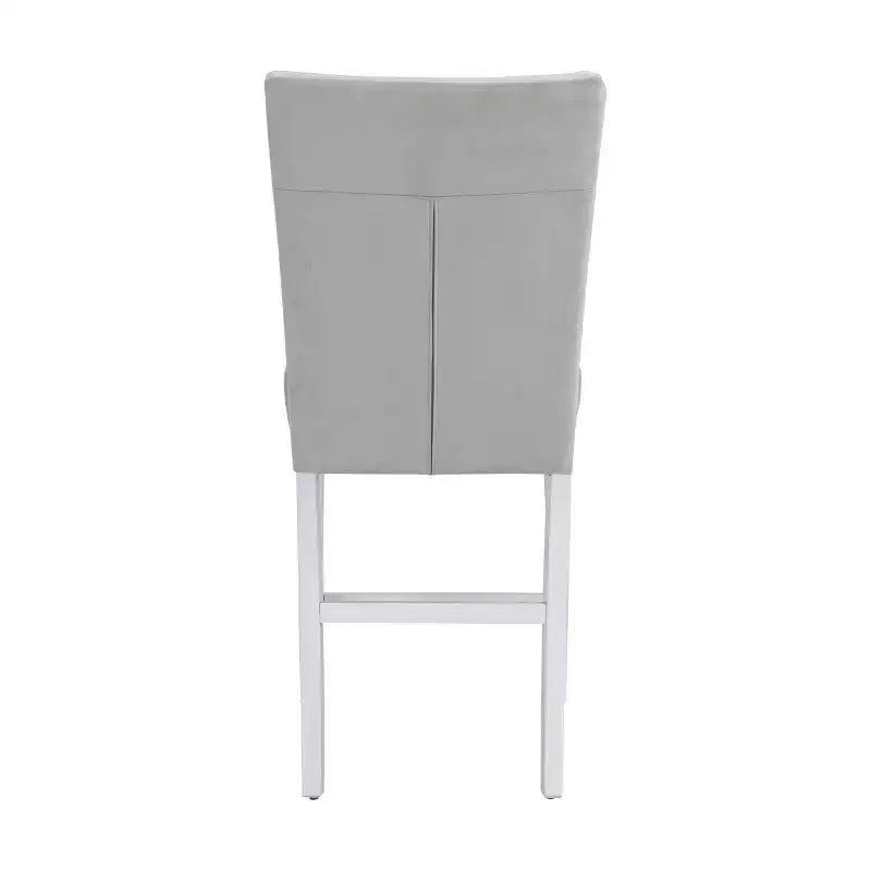 Acme Furniture 19" Elizaveta Accent Chair: Gray Velvet, White High Gloss, Faux Diamond Inlay