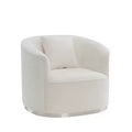 Acme Furniture 39" Odette Accent Chair Beige Chenille: Linen Upholstery, Wood Frame, No Assembly Required