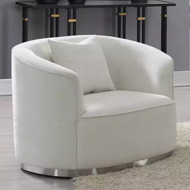Acme Furniture 39" Odette Accent Chair Beige Chenille: Linen Upholstery, Wood Frame, No Assembly Required