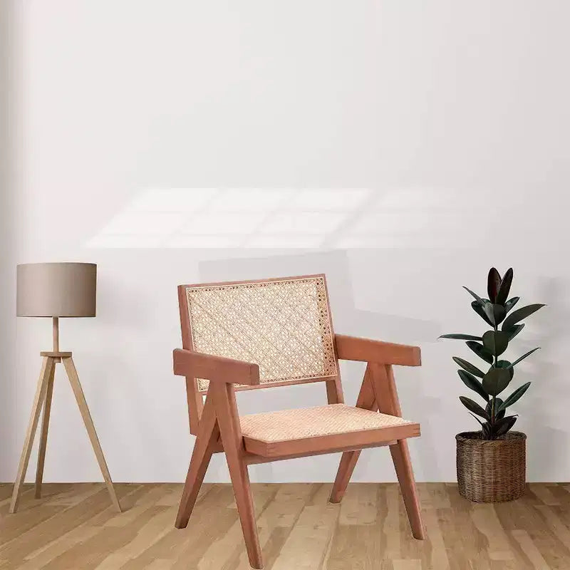 Fauteuil d'appoint Valentina 24" en rotin/finition naturelle - Acme Furniture : revêtement en cuir, capitonné, structure en bois composite