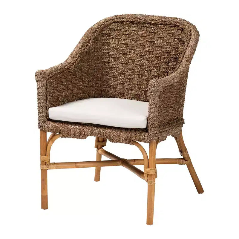 Fauteuil en jonc de mer et rotin bali & pari Luis, jonc de mer naturel/naturel