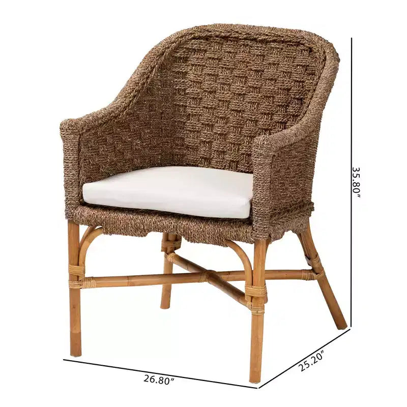 Fauteuil en jonc de mer et rotin bali & pari Luis, jonc de mer naturel/naturel