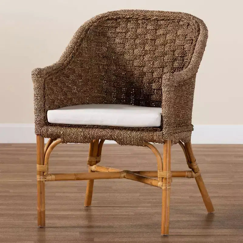 Fauteuil en jonc de mer et rotin bali & pari Luis, jonc de mer naturel/naturel