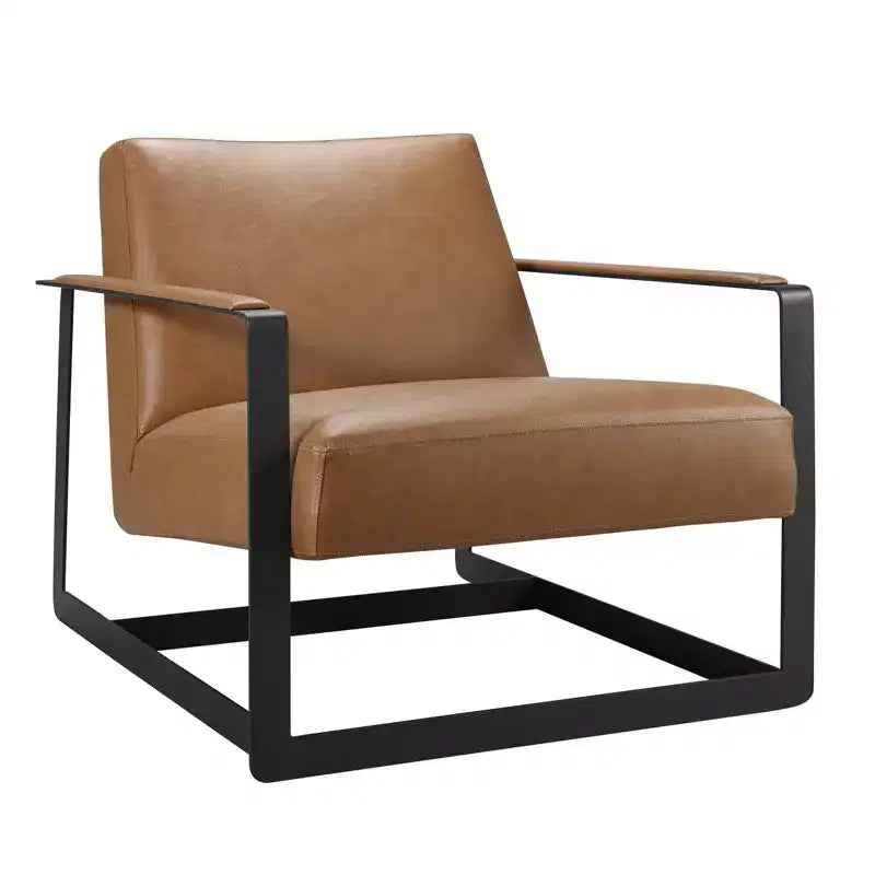 Seg Upholstered Vinyl Accent Chair Tan - Modway: Modern Faux Leather, Stainless Steel Legs, Office & Guest Room Decor