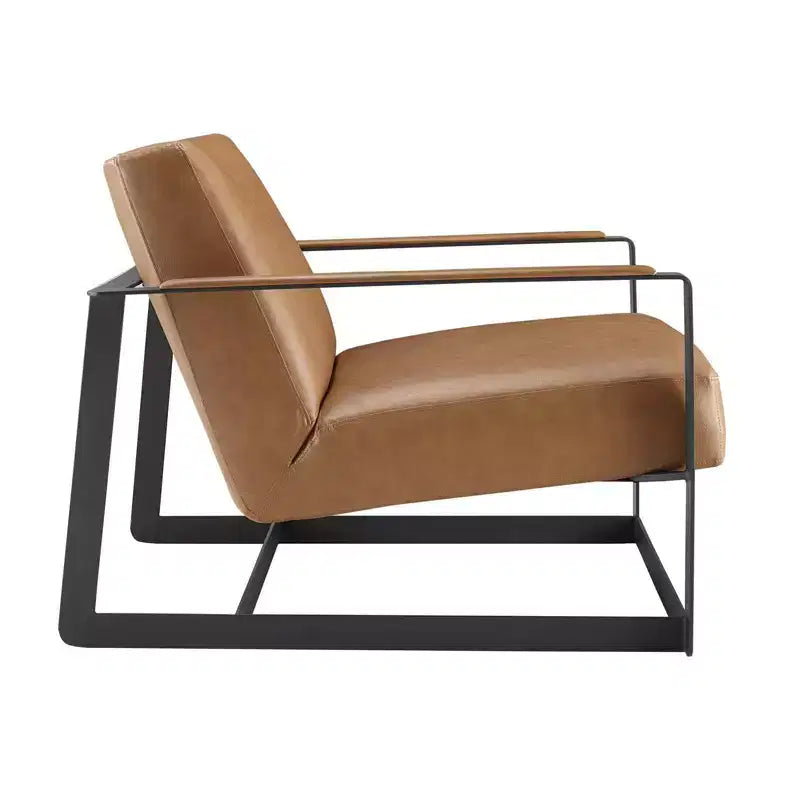 Seg Upholstered Vinyl Accent Chair Tan - Modway: Modern Faux Leather, Stainless Steel Legs, Office & Guest Room Decor