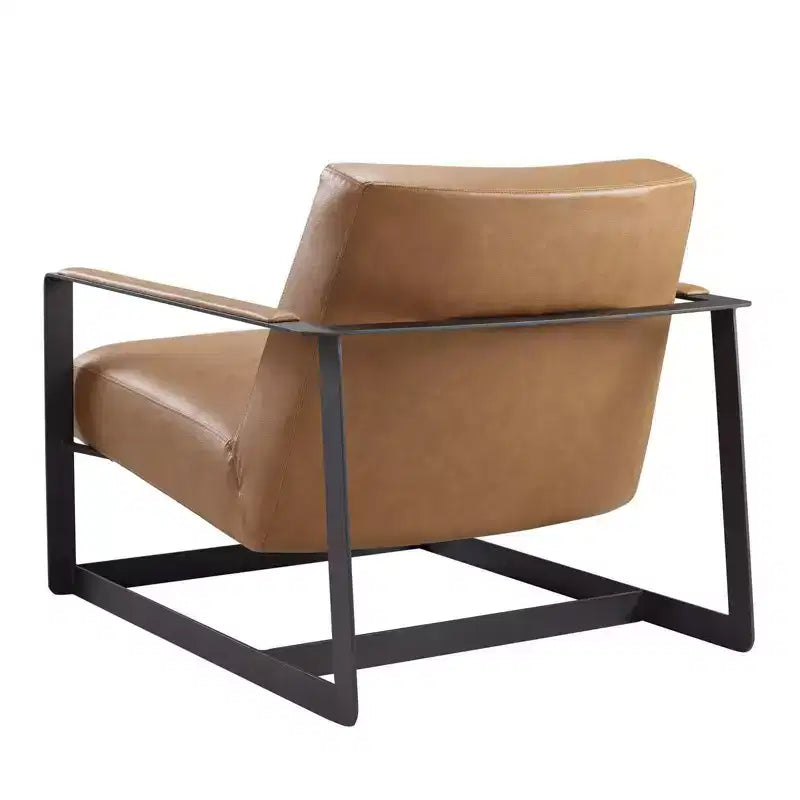 Seg Upholstered Vinyl Accent Chair Tan - Modway: Modern Faux Leather, Stainless Steel Legs, Office & Guest Room Decor