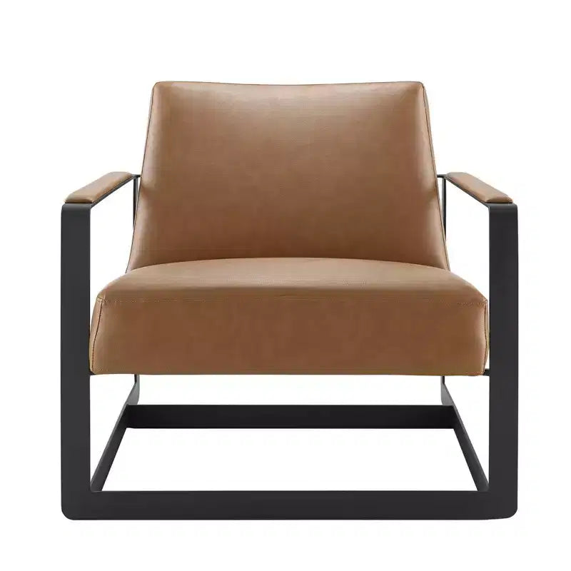 Seg Upholstered Vinyl Accent Chair Tan - Modway: Modern Faux Leather, Stainless Steel Legs, Office & Guest Room Decor
