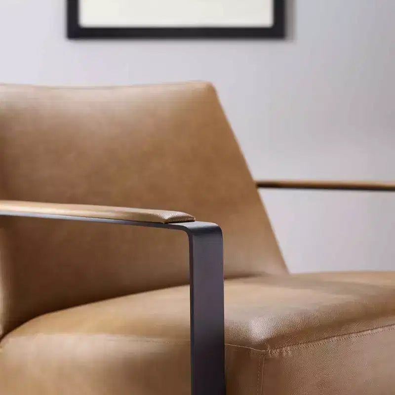 Seg Upholstered Vinyl Accent Chair Tan - Modway: Modern Faux Leather, Stainless Steel Legs, Office & Guest Room Decor