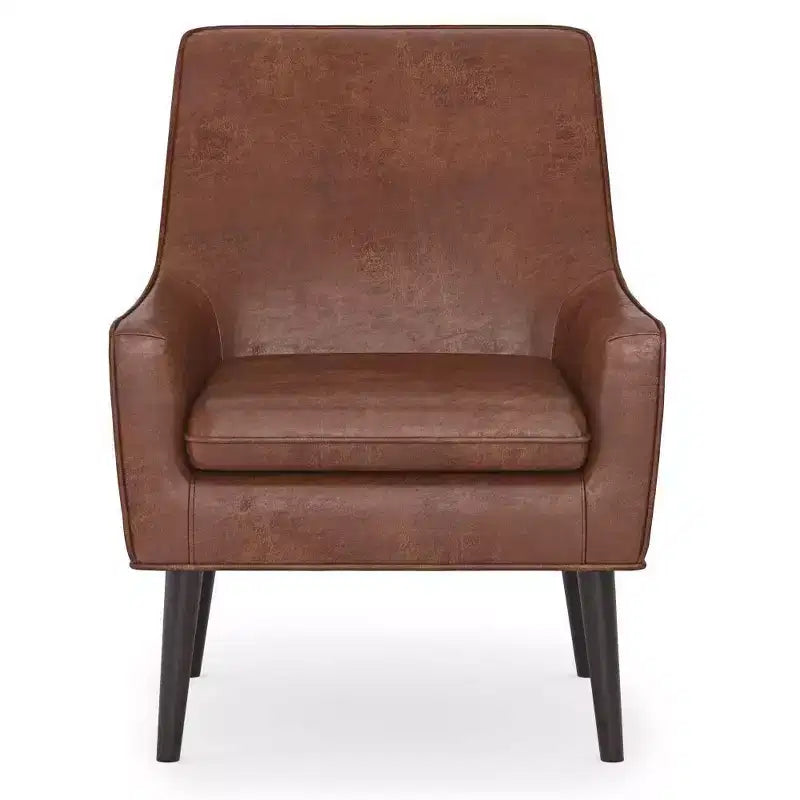 Fauteuil d'appoint Warnock Marron Vieilli - WyndenHall : Similicuir, Pieds en Bois d'Hévéa