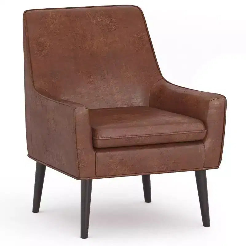 Fauteuil d'appoint Warnock Marron Vieilli - WyndenHall : Similicuir, Pieds en Bois d'Hévéa