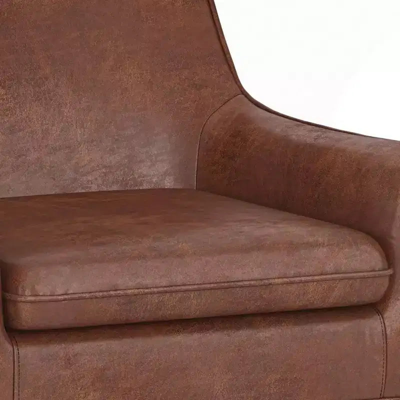 Fauteuil d'appoint Warnock Marron Vieilli - WyndenHall : Similicuir, Pieds en Bois d'Hévéa
