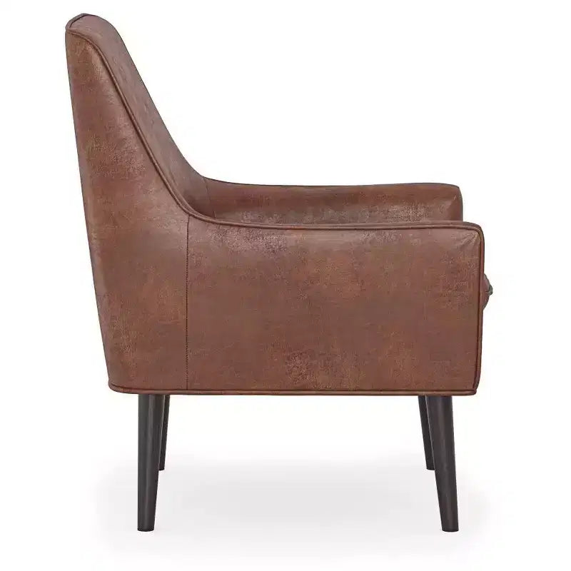 Fauteuil d'appoint Warnock Marron Vieilli - WyndenHall : Similicuir, Pieds en Bois d'Hévéa