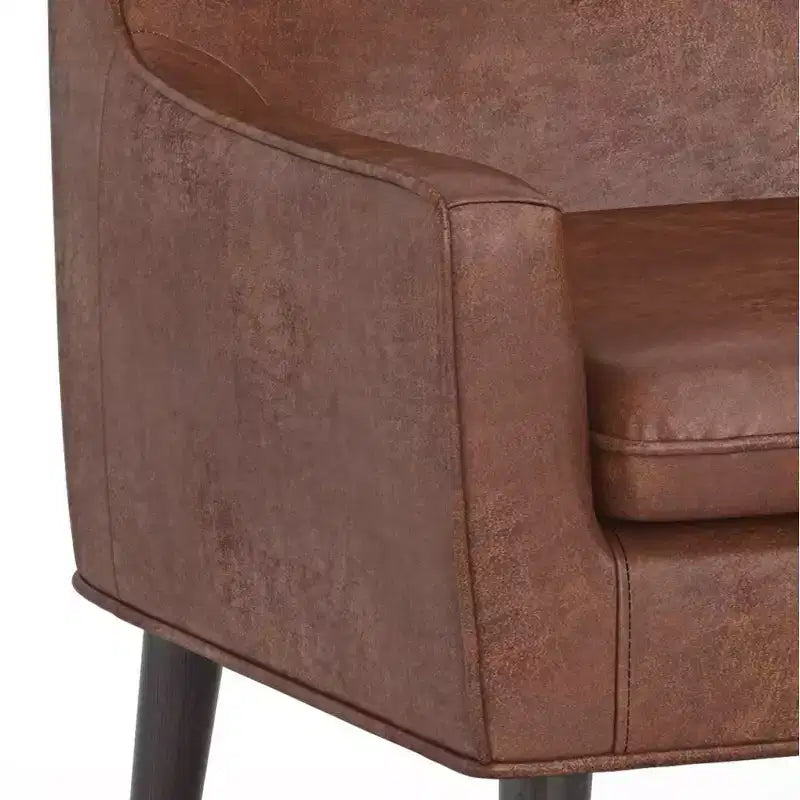 Fauteuil d'appoint Warnock Marron Vieilli - WyndenHall : Similicuir, Pieds en Bois d'Hévéa