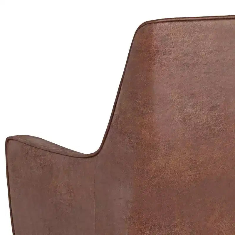 Fauteuil d'appoint Warnock Marron Vieilli - WyndenHall : Similicuir, Pieds en Bois d'Hévéa