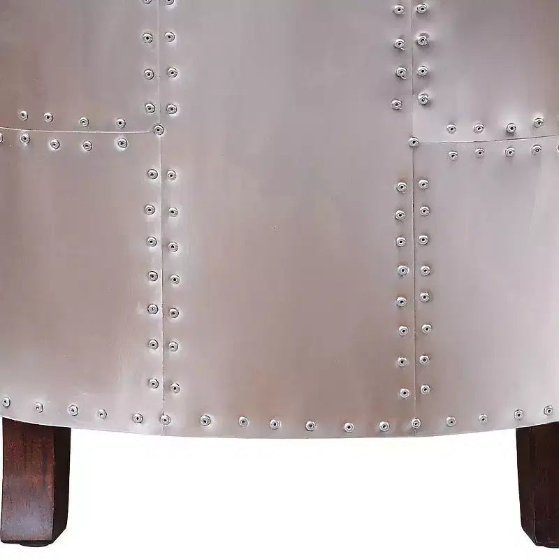 30" Brancaster Accent Chair Vintage Brown/Aluminum - Acme Furniture: Leather Upholstery, Tufted, No Assembly Required
