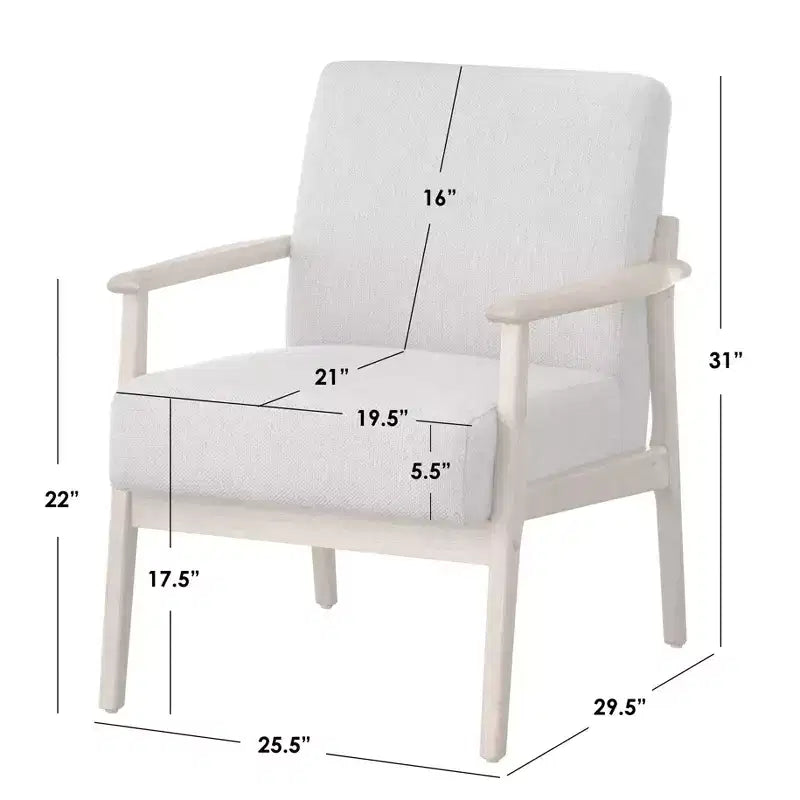 Lifestorey Beaumont, fauteuil d'appoint rembourré, cadre en bois massif, naturel/beige