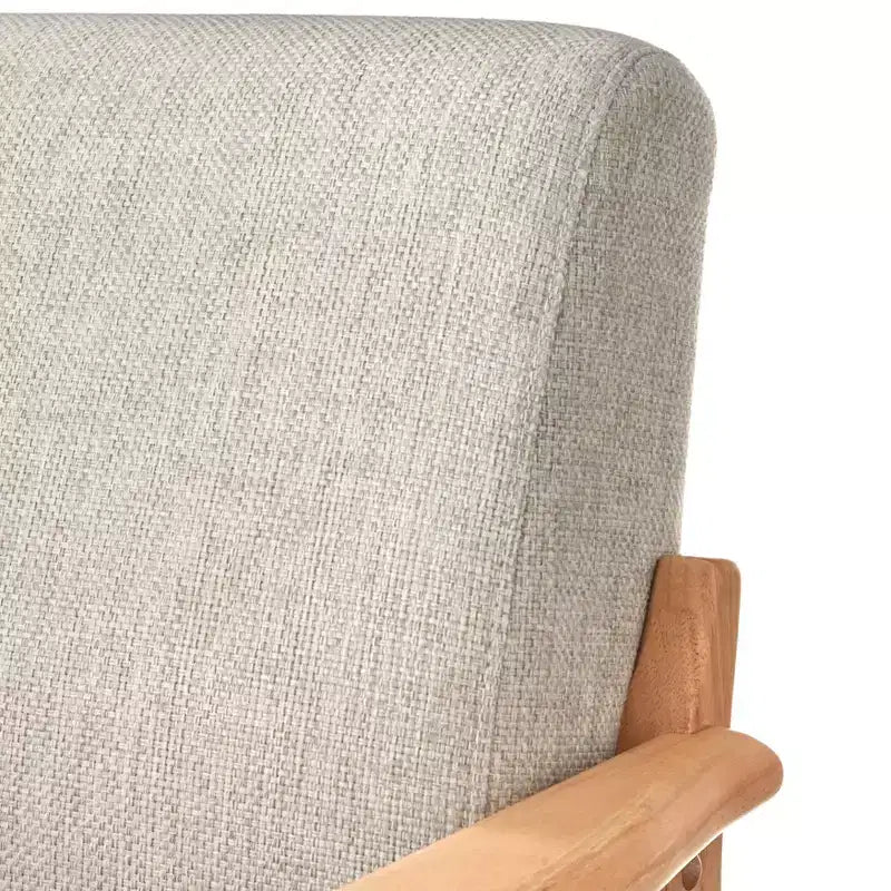 Lifestorey Beaumont, fauteuil d'appoint rembourré, cadre en bois massif, naturel/beige