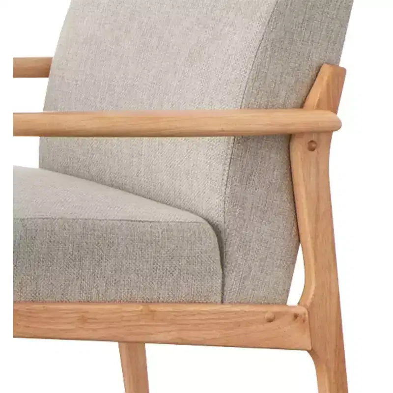 Lifestorey Beaumont, fauteuil d'appoint rembourré, cadre en bois massif, naturel/beige