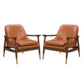 Christopher Knight Home Set of 2 Evelyn Modern Faux Leather and Wood Accent Chairs Black