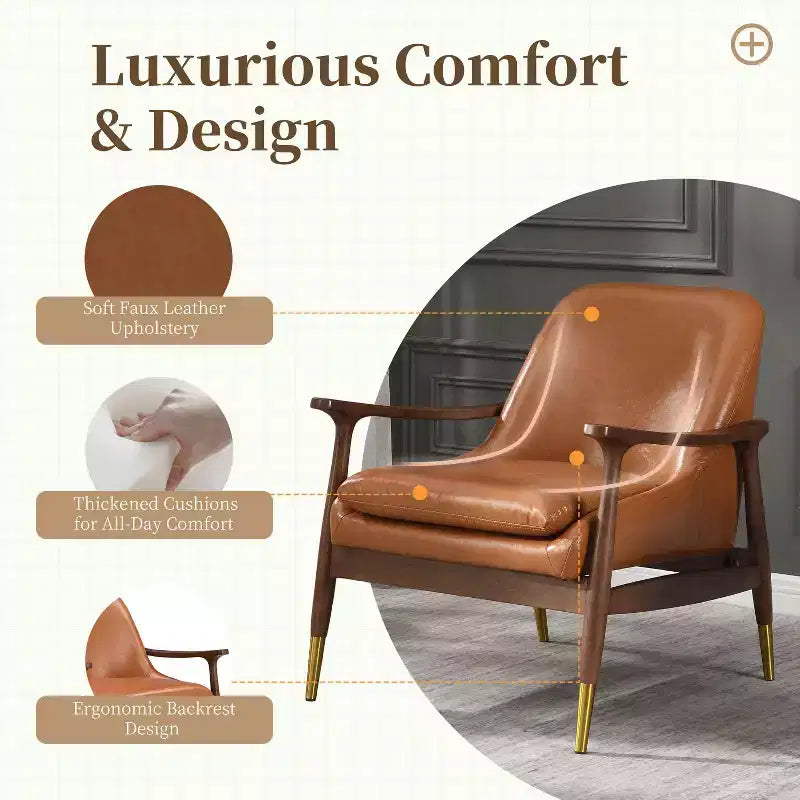 Christopher Knight Home Set of 2 Evelyn Modern Faux Leather and Wood Accent Chairs Black
