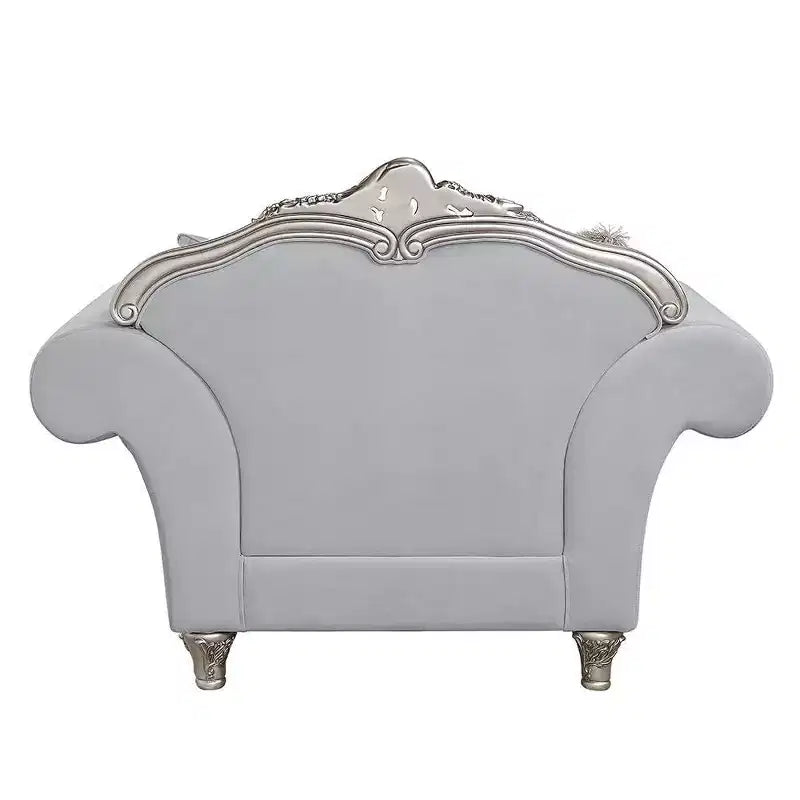 Fauteuil d'appoint Pelumi 62 po Lin gris clair Fini platine - Acme Furniture