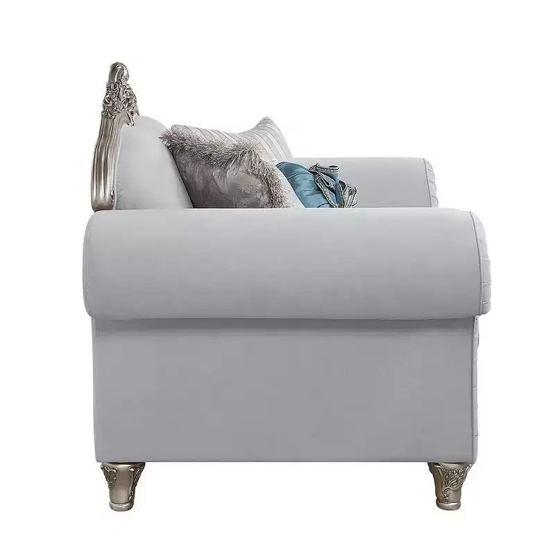 Fauteuil d'appoint Pelumi 62 po Lin gris clair Fini platine - Acme Furniture