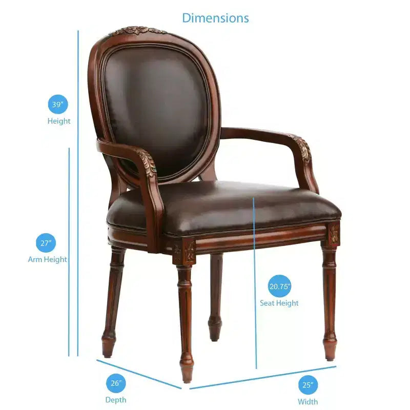 Comfort Pointe Bradford Leather Arm Chair Brown: Upholstered, Traditional Design, Wood Frame, Foam Fill