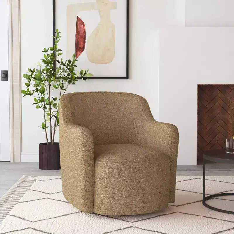 HomePop Upholstered Swivel Accent Chair Light Tan