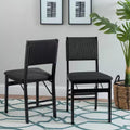 Linon Set of 2 Thames Rope Back Padded Seat Midcentury Modern Folding Chair Black: Rubberwood, Polyester Upholstery, No Assembly Required