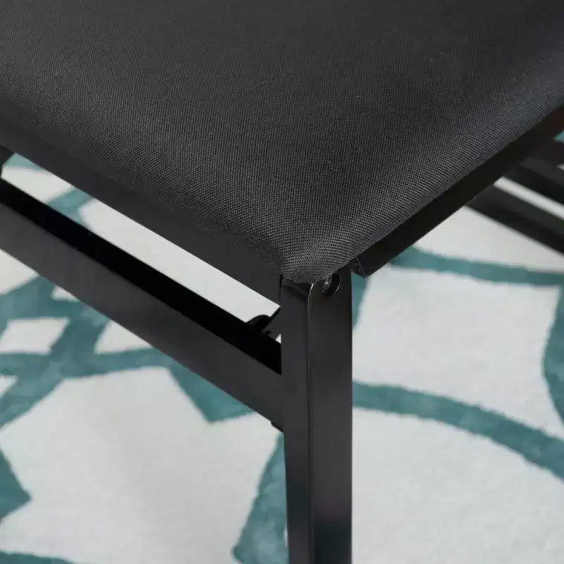 Linon Set of 2 Thames Rope Back Padded Seat Midcentury Modern Folding Chair Black: Rubberwood, Polyester Upholstery, No Assembly Required