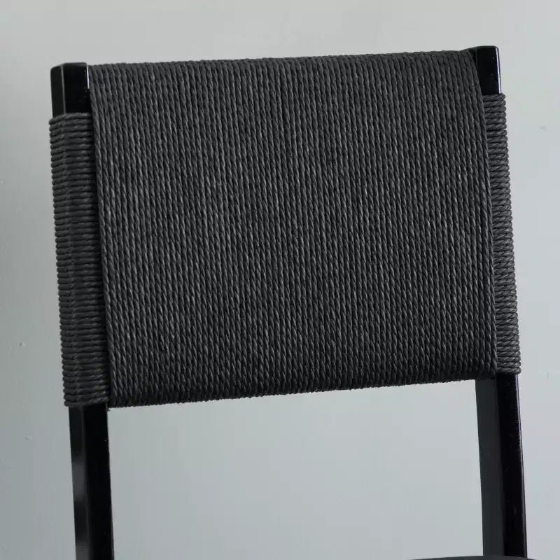 Linon Set of 2 Thames Rope Back Padded Seat Midcentury Modern Folding Chair Black: Rubberwood, Polyester Upholstery, No Assembly Required