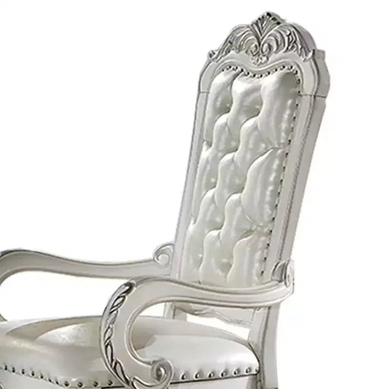 21" Dresden Accent Chair Synthetic Leather Bone White Finish - Acme Furniture: Tufted, No Assembly, Wood Composite Frame
