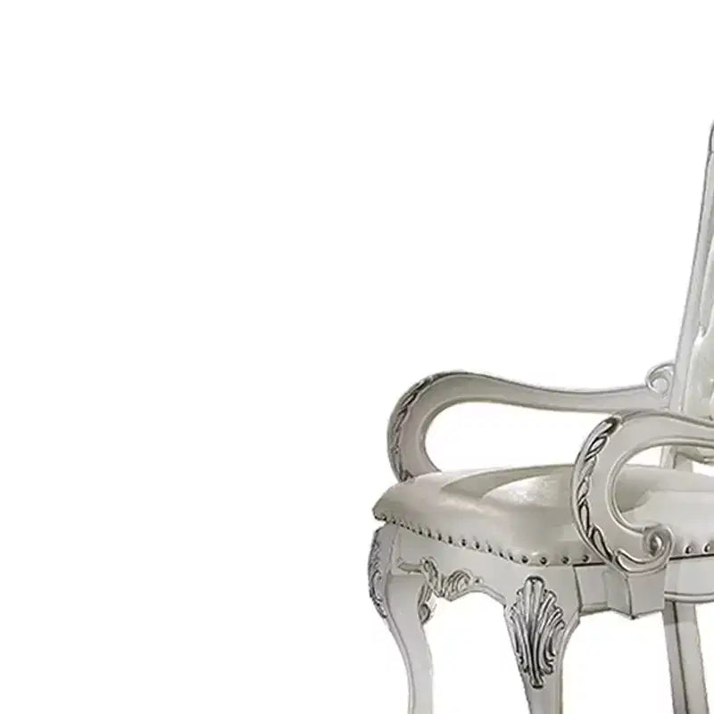 21" Dresden Accent Chair Synthetic Leather Bone White Finish - Acme Furniture: Tufted, No Assembly, Wood Composite Frame