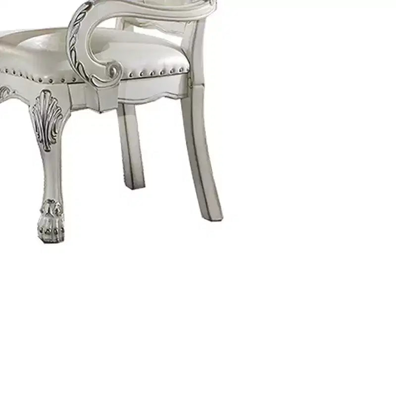 21" Dresden Accent Chair Synthetic Leather Bone White Finish - Acme Furniture: Tufted, No Assembly, Wood Composite Frame