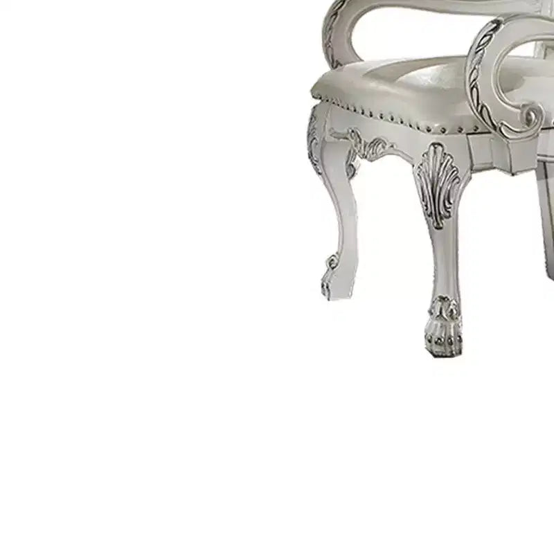21" Dresden Accent Chair Synthetic Leather Bone White Finish - Acme Furniture: Tufted, No Assembly, Wood Composite Frame