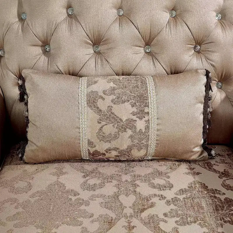 HOMES: Inside + Out Alsace Arm Chair Traditional Button Tufted Dark Cherry/Light Brown