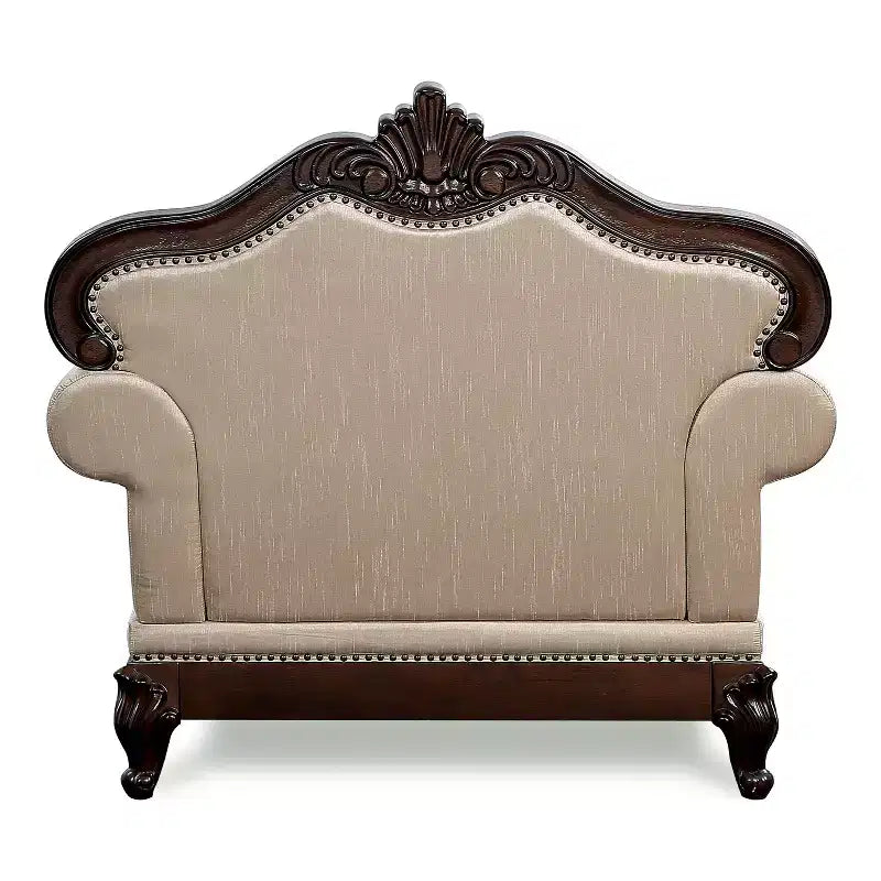 HOMES: Inside + Out Alsace Arm Chair Traditional Button Tufted Dark Cherry/Light Brown