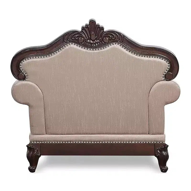 HOMES: Inside + Out Alsace Arm Chair Traditional Button Tufted Dark Cherry/Light Brown