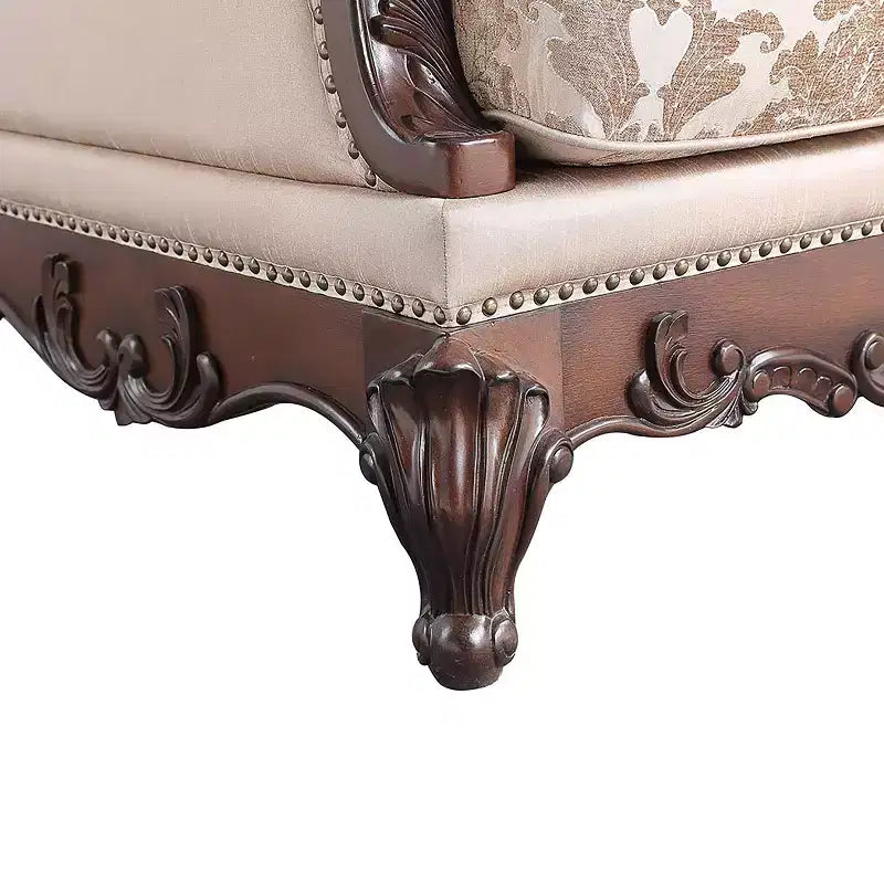 HOMES: Inside + Out Alsace Arm Chair Traditional Button Tufted Dark Cherry/Light Brown