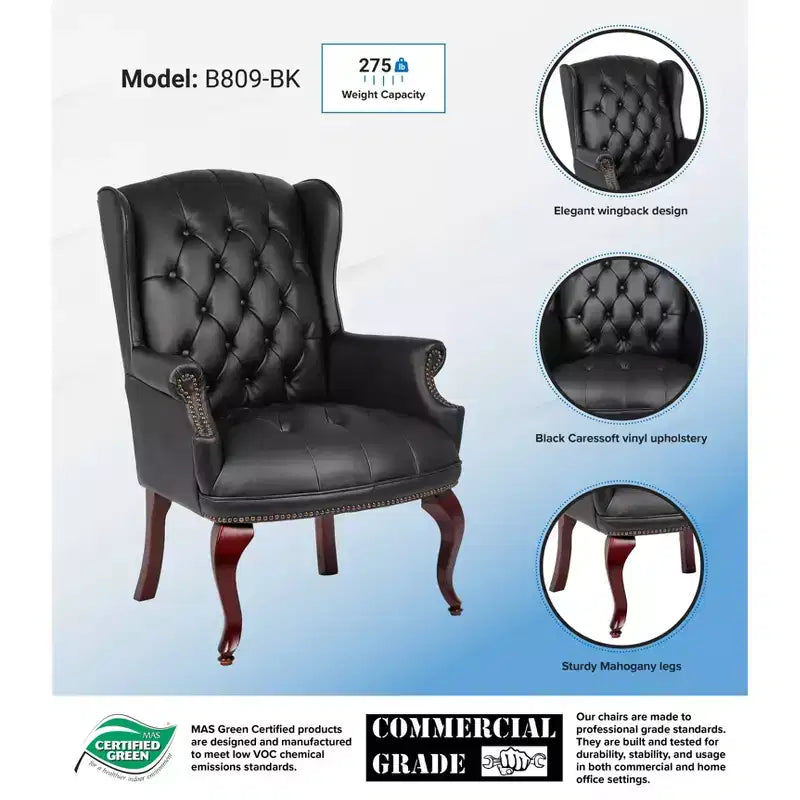 Wingback Traditional Guest Chair Black - Boss Office Products