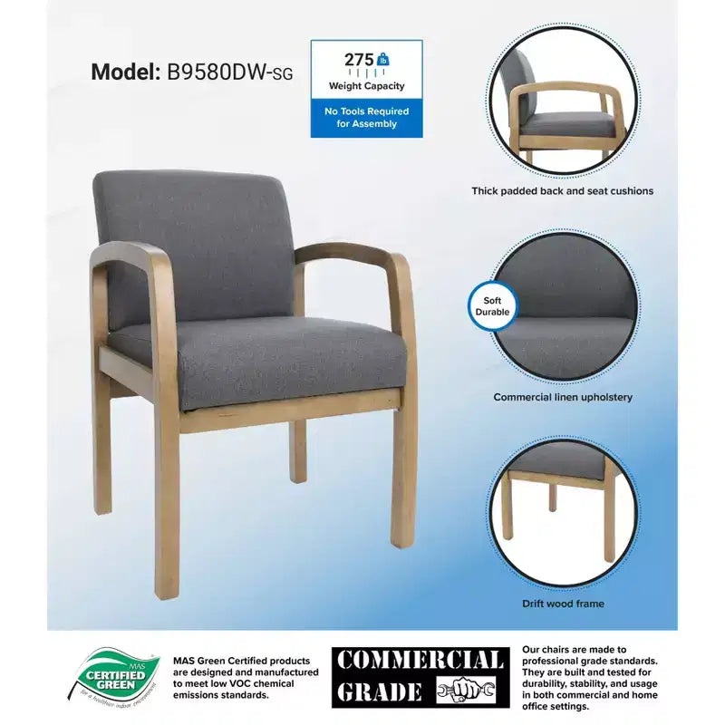 Chaise visiteur avec accoudoirs grise - Boss Office Products
